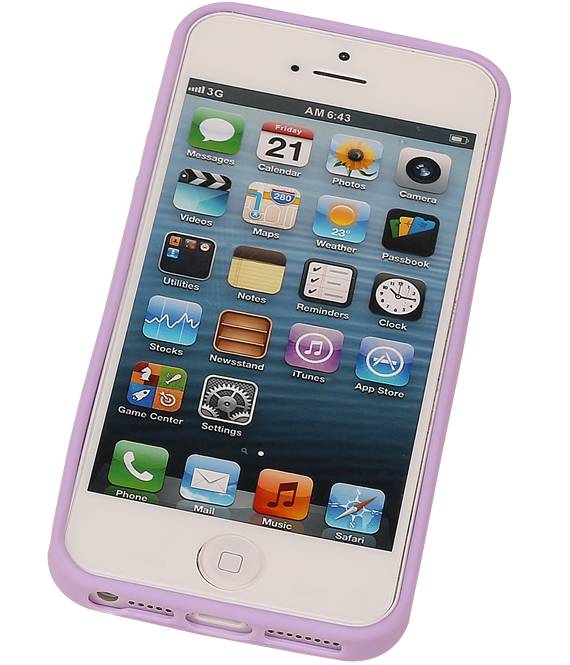 Vlinder Standing TPU Case voor iPhone 5 Paars