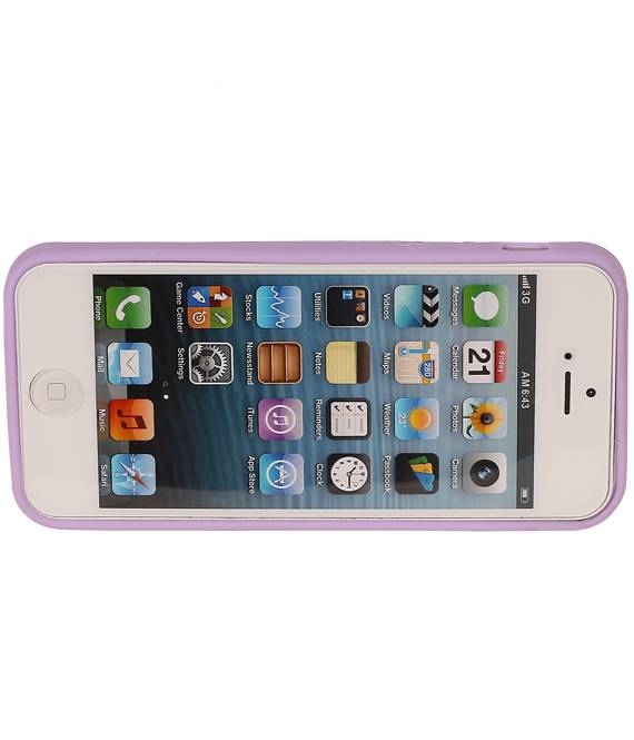 Butterfly Standing TPU Case for iPhone 5 Purple