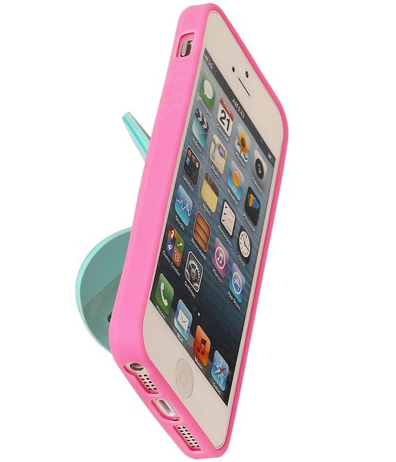 Stående Butterfly TPU Taske til iPhone 5 Pink