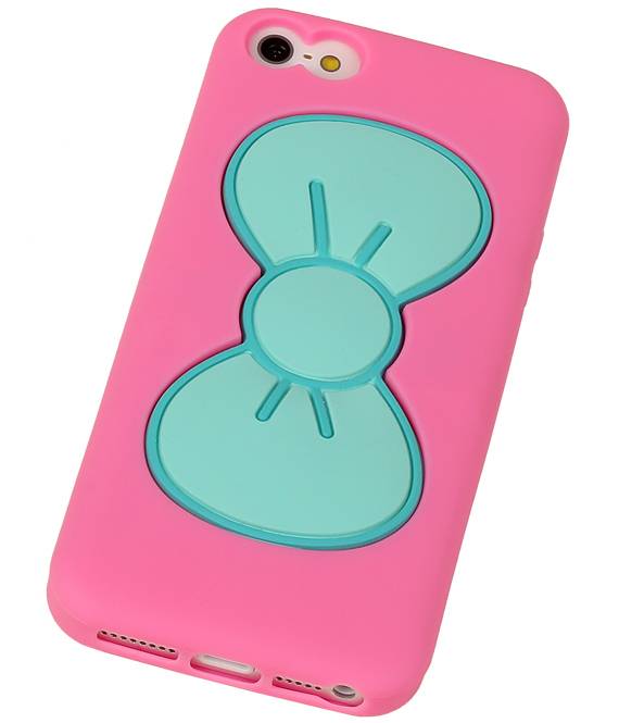 Stående Butterfly TPU Taske til iPhone 5 Pink