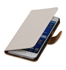 Croco Book Style Taske til Galaxy Core II G355H Hvid