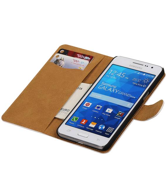 Croco Book Style Taske til Galaxy Core II G355H Hvid