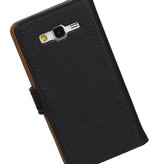 Croco Bookstyle Hoes voor Galaxy Core II G355H Zwart