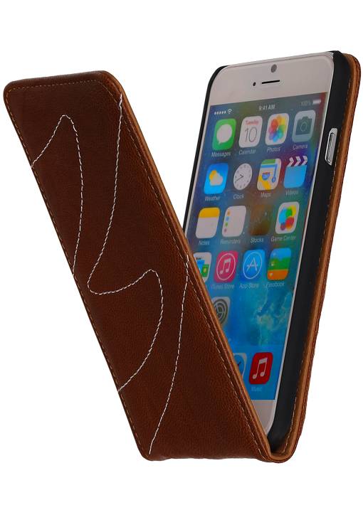 Vasket Læder Flip Taske til iPhone 6 Brown