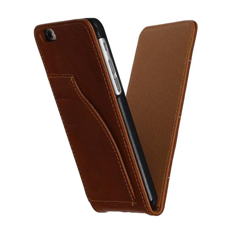 Gewaschenem Leder Flip Case für iPhone 6 Brown