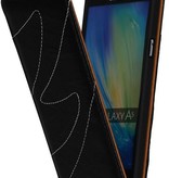 Gewaschenem Leder Flip Case für Galaxy A5 Schwarz