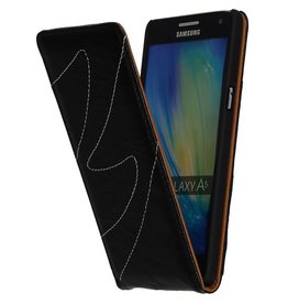 Gewaschenem Leder Flip Case für Galaxy A5 Schwarz