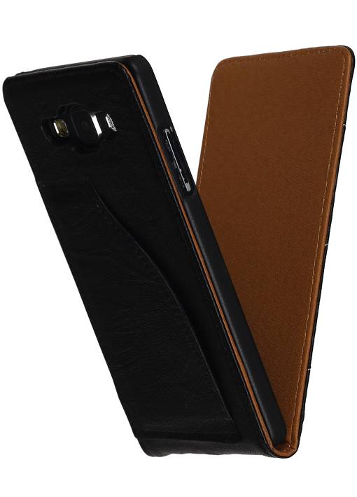 Gewaschenem Leder Flip Case für Galaxy A5 Schwarz