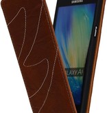 Gewaschenem Leder Flip Case für Galaxy A5 Brown