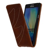 Washed Leather Flip Case for Galaxy A5 Brown