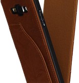 Washed Leather Flip Case for Galaxy A5 Brown