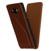 Washed Leer Flip Hoes voor Galaxy A5 Bruin