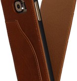 Washed Leather Flip Case for Galaxy S5 G900F Brown