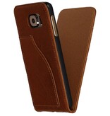 Vasket Læder Flip Taske til Galaxy S5 G900F Brown