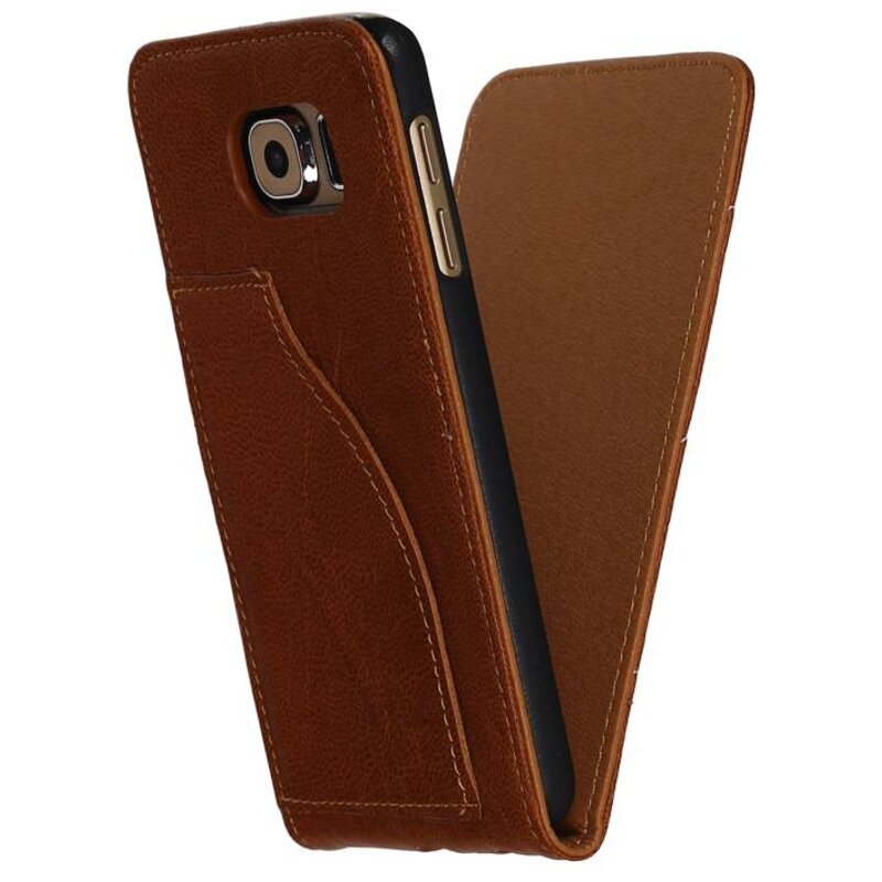 Vasket Læder Flip Taske til Galaxy S5 G900F Brown