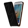 Gewaschenem Leder Flip Case für Galaxy S6 Rand G925F Schwarz