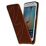 Lavé Flip Case en cuir pour Galaxy S6 bord G925F Brown