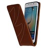 Vasket Læder Flip Taske til Galaxy S6 Edge G925F Brown