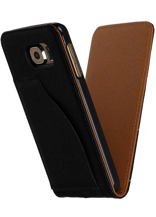 Washed Leather Flip Case for Galaxy S6 G920F Black