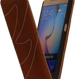 Washed Leather Flip Case for Galaxy S6 G920F Brown