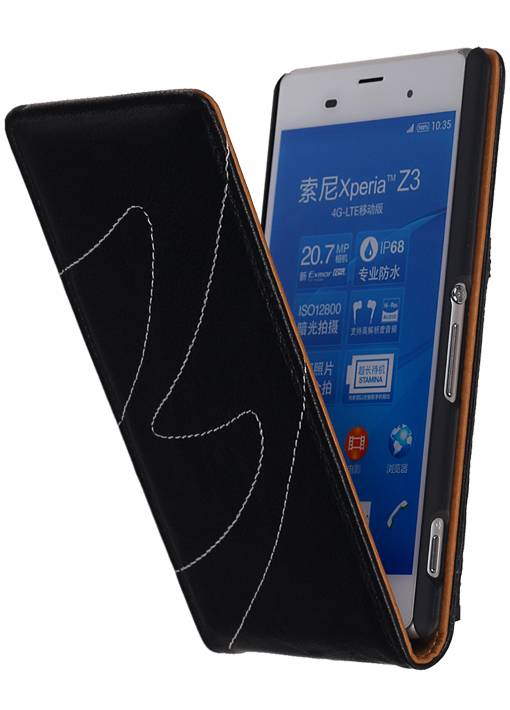 Washed Leer Flip Hoes voor Huawei P8 Zwart