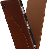 Washed Leather Flip Case for Xperia Z3 Mini Brown