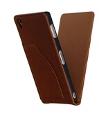 Vasket Læder Flip Taske til Xperia Z3 Mini Brown