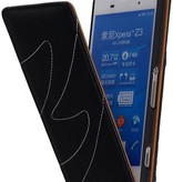 Gewaschenem Leder-Schlag-Fall für Xperia Z3 Schwarz