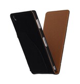 Gewaschenem Leder-Schlag-Fall für Xperia Z3 Schwarz