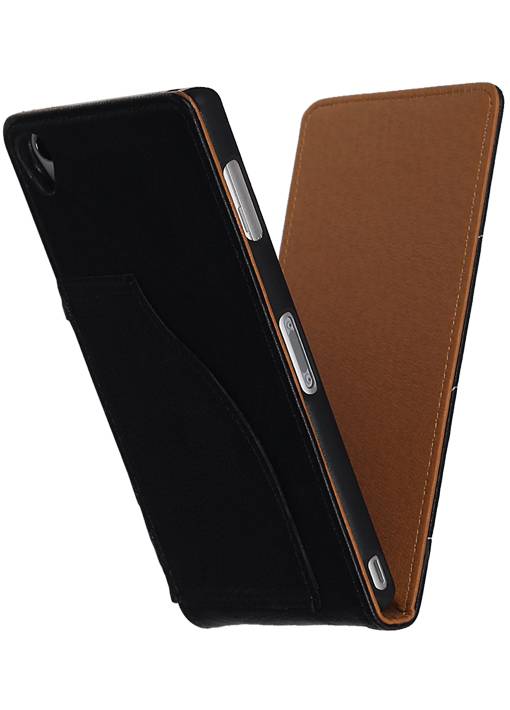 Washed Leather Flip Case for Xperia Z3 Black