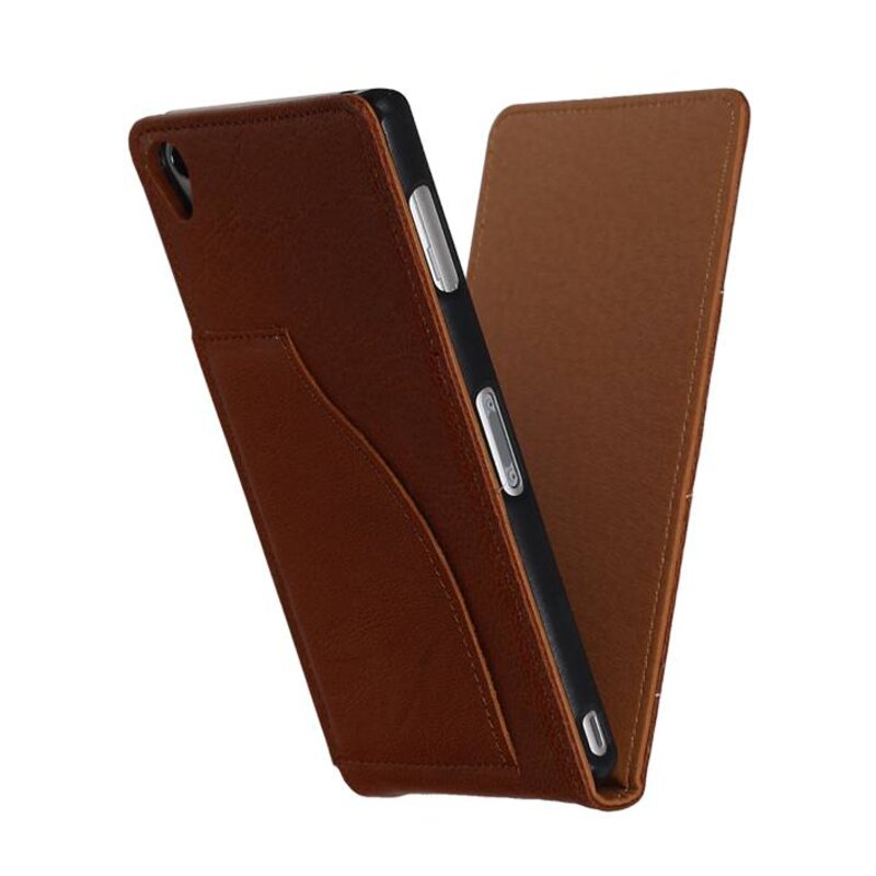 Gewaschenem Leder-Schlag-Fall für Xperia Z3 Brown