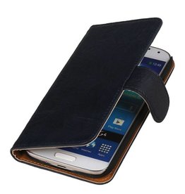 Vasket Læder Book Style Taske til Huawei Ascend Y530 d.blauw