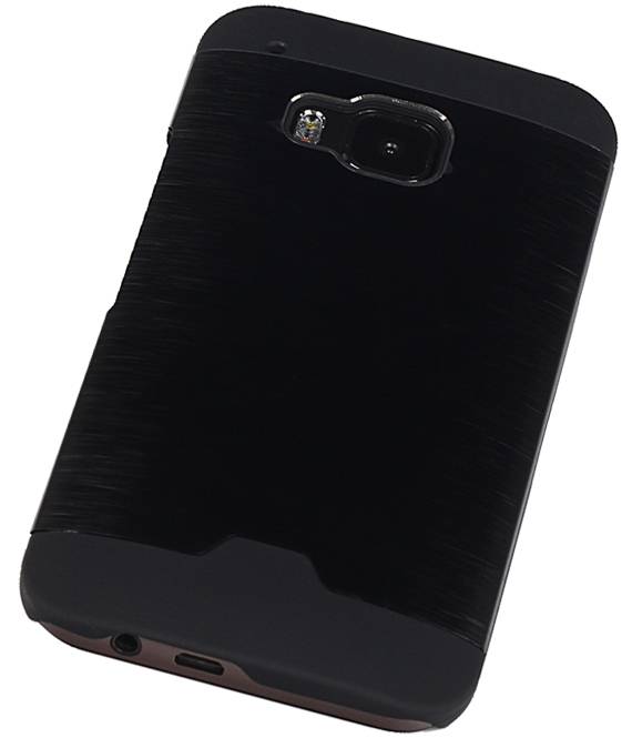 Estuche rígido de aluminio ligero para HTC uno M9 Negro