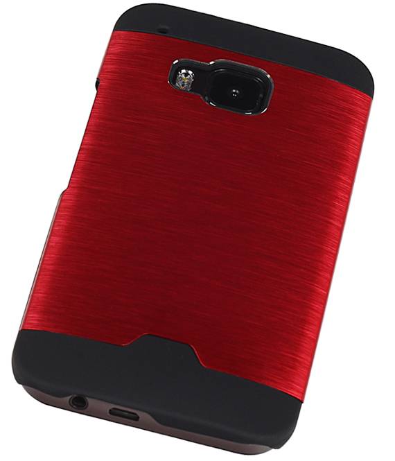 Estuche rígido de aluminio ligero para HTC uno M9 Rojo
