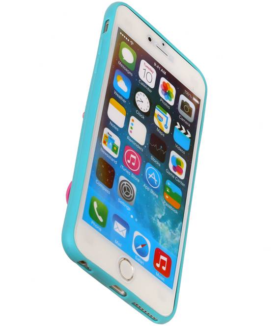 Butterfly Standing TPU Case for iPhone 6 Turquoise