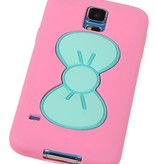 Stående Butterfly TPU Taske til Galaxy S5 G900F Pink
