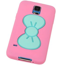 Stående Butterfly TPU Taske til Galaxy S5 G900F Pink