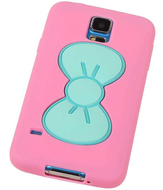 Butterfly Standing TPU Case for Galaxy S5 G900F Pink