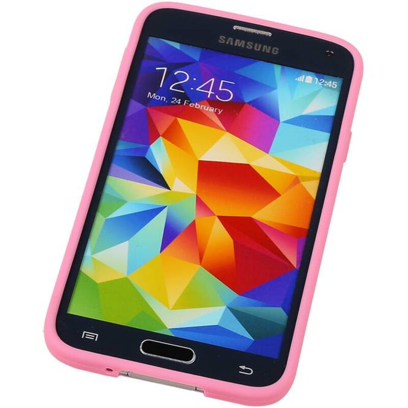 Stående Butterfly TPU Taske til Galaxy S5 G900F Pink