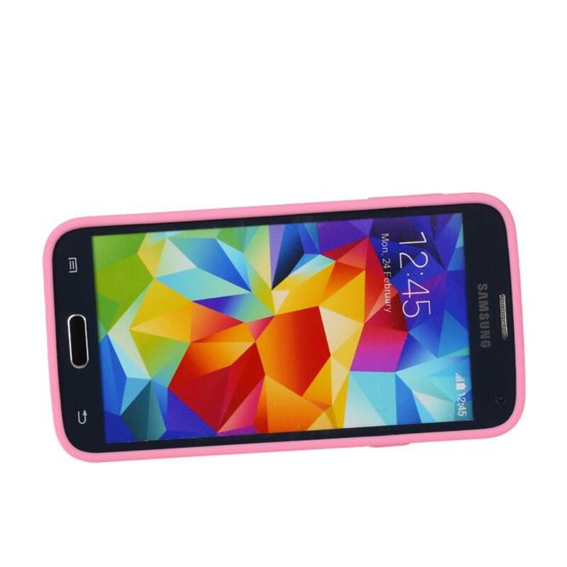 Stående Butterfly TPU Taske til Galaxy S5 G900F Pink