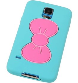 Stående Butterfly TPU Taske til Galaxy S5 G900F Turquoise