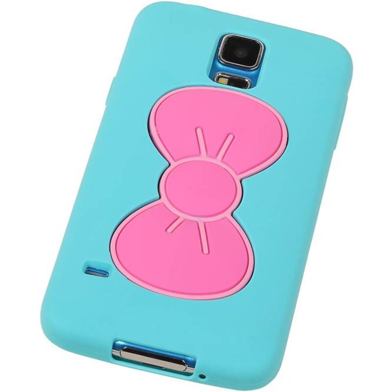 Butterfly Standing TPU Case for Galaxy S5 G900F Turquoise