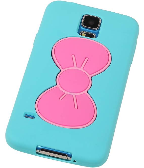 Stående Butterfly TPU Taske til Galaxy S5 G900F Turquoise