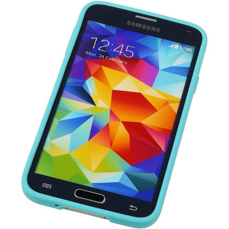 Stående Butterfly TPU Taske til Galaxy S5 G900F Turquoise