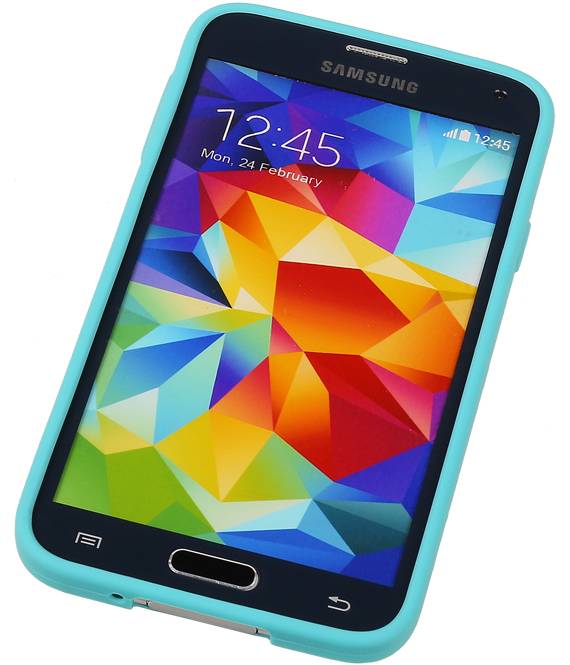 Vlinder Standing TPU Case voor Galaxy S5 G900F Turquoise