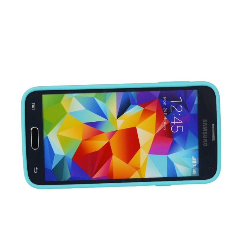 Stående Butterfly TPU Taske til Galaxy S5 G900F Turquoise