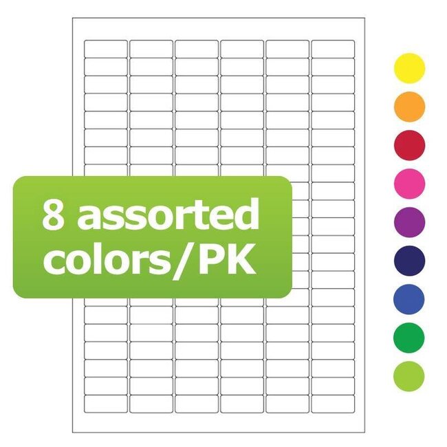 Cryo labels on sheets for laser printers 31.5mm x 13mm assorted colors (A4 format)