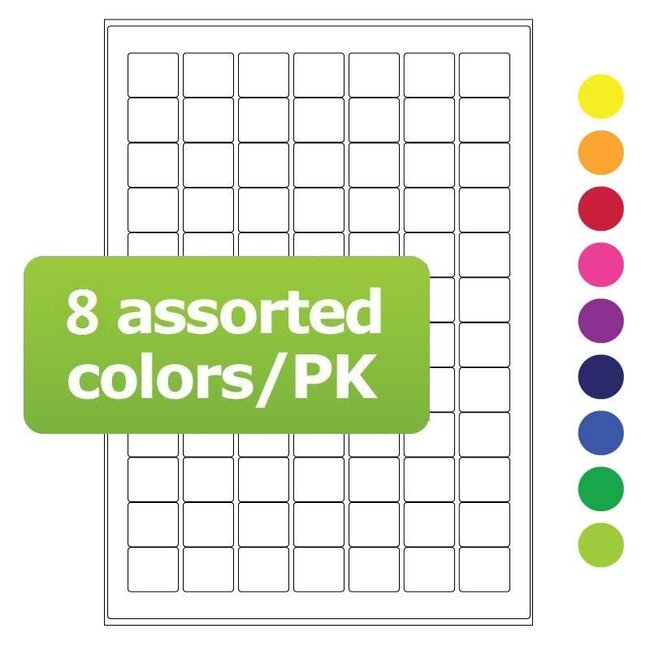 Cryo labels on sheets for laser printers 25 x 22mm assorted colors (A4 format)