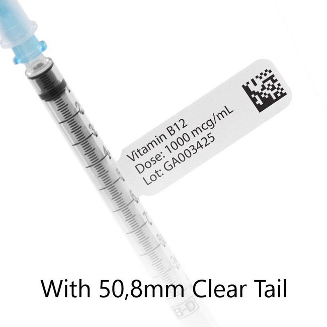 LabID™ Étiquettes Pour Seringues - 38 x 25,4mm + 50,8mm / Transfert Thermique