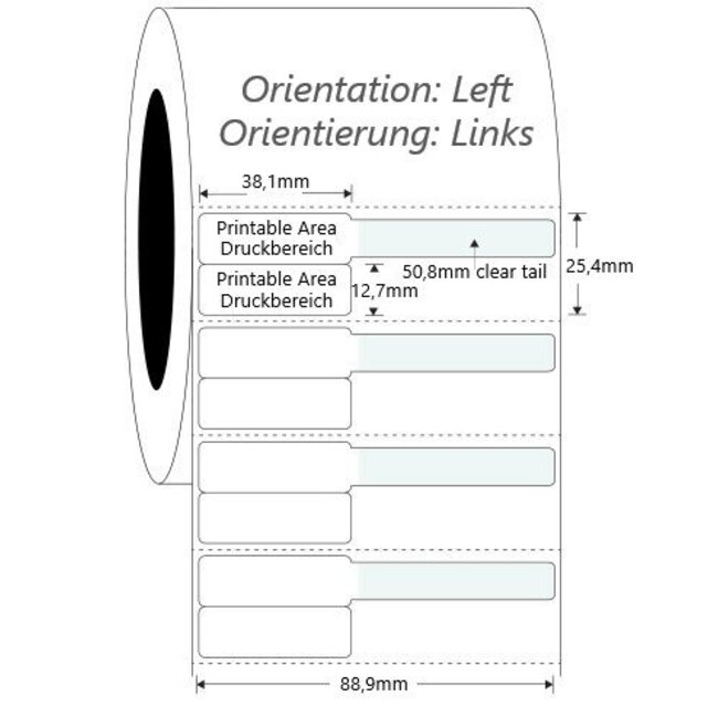 Spritzenetiketten - 38 x 25,4mm + 50,8mm / Thermotransfer